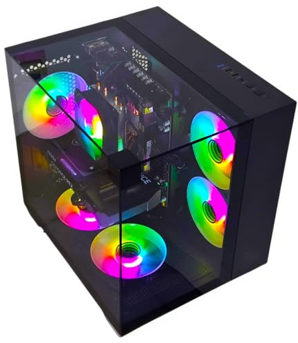 Gaming PC Phantom Black | NVIDIA RTX 5050 | 12 Core | RGB Lüfter mit Fernbedienung | Luftkühlung | WLAN | Windows 11 (32GB RAM 500GB SSD)