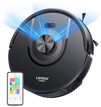 Laresar Clean Robot Vacuum Cleaner with Mop, 8000Pa Robotic Vacuum with LiDAR Navigation, 180 Min Runtime, 3-in-1 Sweep and Mop, 5 Maps, App/Voice Control for Pet Hair, Carpet and Hard Floors, Mars01
