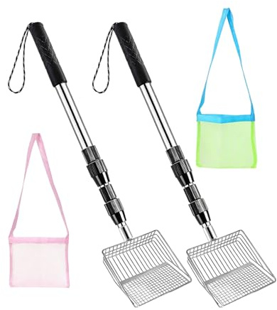 Wiffe Setaccio per Sabbia con Borse da Spiaggia Setaccio per Denti in Metallo Paletta per Sabbia Scooper per Raccogliere Conchiglie Scooper per Conchiglie da Spiaggia