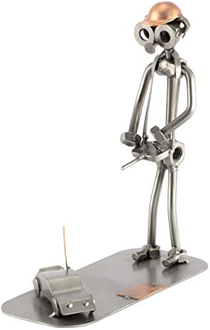 Steelman24 I Schraubenmännchen Modellbauer Mit Auto I Made in Germany I Handarbeit I Geschenkidee I Stahlfigur I Metallfigur I Metallmännchen