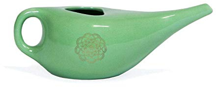 Neti Pot - Jarrita para enjuague nasal de cerámica con mandala dorado