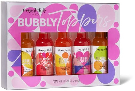 Thoughtfully Prosecco Cocktail Toppers Geschenkset - 5 verschiedene Geschmmacksrichtungen z.B. Pfirisch, Erbeere & Mango - 5x 68ml