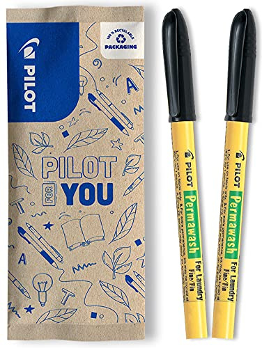 Pilot Permawash Lot de 2 marqueurs textiles, Noir, Fin