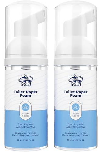 Squatty Potty Toilet Tissue Paper Foam Instant Wet Wipe Alternative - 2 Pack, 50 ml, 1.69 Fl Oz