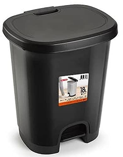 CABLEPELADO Cubo basura plástico, Cubo basura pedal, Papelera de pedal, Libre de BPA, 40 cm alto x 32 cm ancho x 28 cm fondo, Capacidad 18 Litros, Negro