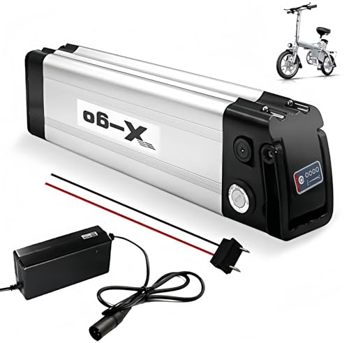 X-go 48V 13Ah 2Pin E Bike Akku, Ebike Akku für 750W 500W 250W 200W Fahrradmotor, Fahrrad Motor kit Mit 48V Ladegerät, Tragbarem Griff, Sicherheitsschloss