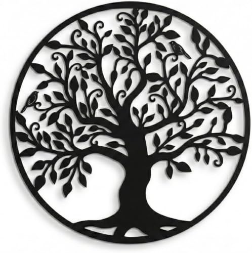 Harmonie Design Wanddekoration, Metallrahmen, Baum des Lebens, Wanddekoration, Schwarz, Industrie, groß, modern, originell, für Wohnzimmer (30 x 30 cm)