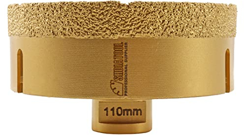 SHDIATOOL Diamond Core Drill Bit,Hole Saw Diameter 110mm M14 Thread Vacuum Brazed for Ceramic Porcelain Tile Concrete Granite Marble Masonry Brick