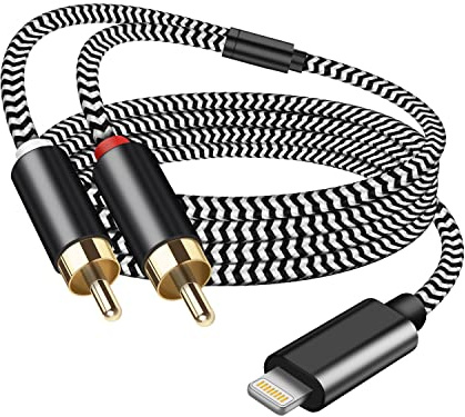[MFi Certified] Lighting to RCA Cable Audio Aux Adapter, 2-Male Stereo Y Splitter Aux Cord Compatible with i-Phone 14 13 12 11 Pro XS XR X 8 7 for Amplifier,Car,Home Theater, Speaker and More (10FT)