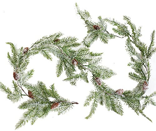 Ruolin 160cm Corona Navideña de Ramas, Guirnalda Navideña con Conos de Pino, Guirnalda de Pino Artificial Flor de Navidad Guirnalda de Bayas Rojas para Chimenea Vacaciones Año Nuevo