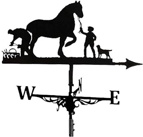 Duiaynke Hierro hecho caballo veleta profesional herramientas de medición retro granja jardín techo estilo arquitectónico decoración veleta clima