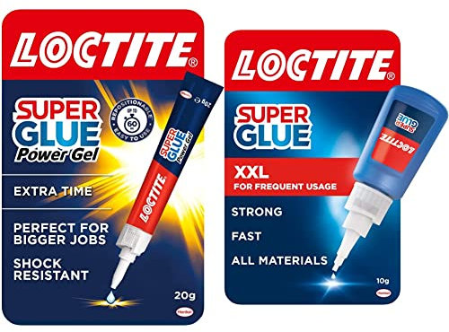 Loctite Super Glue Power Gel 20g, All Purpose Adhesive for Repairs, Super Strong Clear Glue, 1 x 20g & Super Glue 20g, All Purpose Liquid Adhesive for Repairs, Super Strong Clear Glue, 1 x 20g