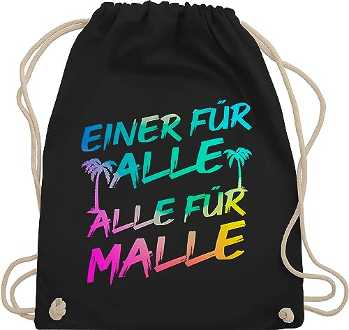 Shirtracer Turnbeutel Rucksack - Urlaub Beutel - Einer für alle Alle für Malle I Mallorca Party I Malle für alle - Unisize - Schwarz - vacation reise beuteltasche sprüche beuteltaschen mottoparty