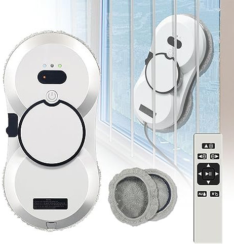 QJJML Robot Nettoyeur De Vitres, Robot Nettoyeur De Vitres Automatique, Protection Contre Les Pannes D'Électricité Pendant 20 Minutes, Nettoyeur De Carreaux De Verre pour L'Intérieur Et L'Extérieur