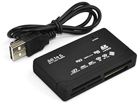 Multibao All in One Multi Card Memory Reader Adapter for Micro SD SDHC M2 MMC XD CF MS with External USB- Black