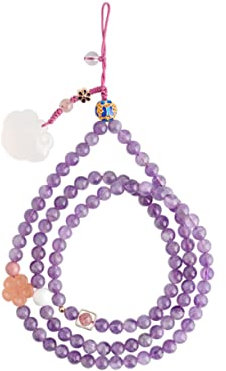 Homoyoyo Cordino Per Telefono in Cristallo Naturale Cavo Per Appendere Telefono Colore Viola Realizzato in Lega Di Qualità Sicuro e Durevole