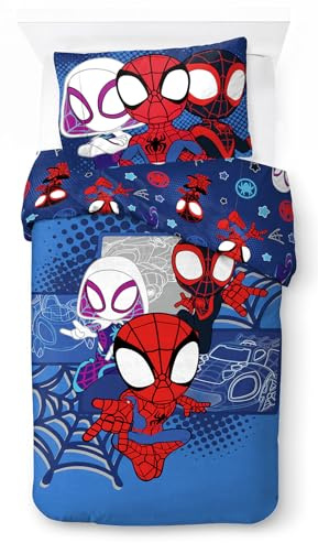 Marvel Spidey und Seine Super-Freunde Vroom - Bettbezug Set für eine Person - inklusive Kissenbezug 50x70 Baumwolle, warme Marvel Bettwäsche