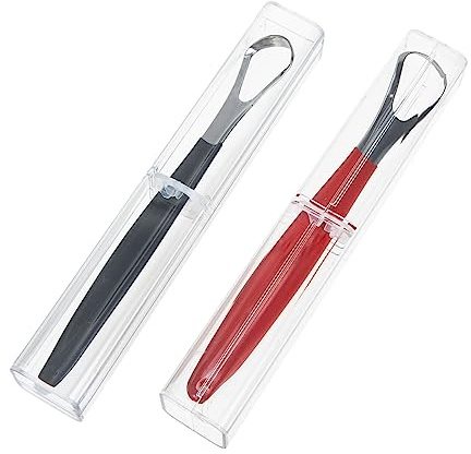 minkissy 2pezzi Raschietto Per Lingua Inossidabile Strumento Per Orale Rimozione Alitosi e Residui Confezione