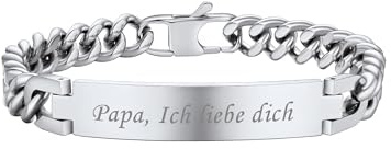 PROSTEEL Herren Armband Personalisiert Panzerkette Name Gravur Identarmband Armband Armkette 19/21/23 cm lang Edelstahl/18k vergoldet/schwarz Metall plattiert