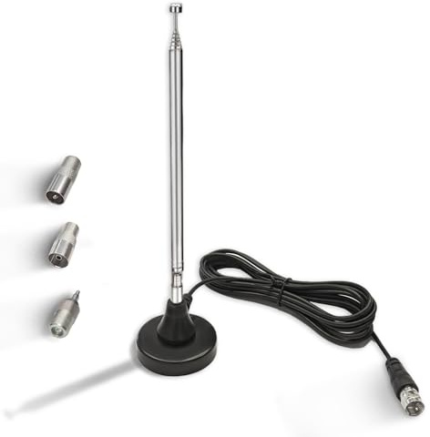 Maswell DAB DAB+ Antenne UKW Radioantenne Digitale Teleskopantenne für den Innenbereich mit Magnetfuß Verlängerungskabel für 75 Ohm FM Radio Tuner Stereo AV- HiFi-Empfänger