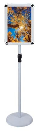 HACSYP Verstellbarer Poster-Bodenständer, 360°-Anzeige, robuster Stand-Schilderständer, Aluminium-Schnapprahmen, vertikale und horizontale Ansicht von Schildern(Color:White,Size:9.45 * 12.87inch)