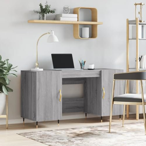 ShGaxin Schreibtisch Grau Sonoma 140x50x75 cm Holzwerkstoff, Gaming Tisch, Computertisch, Computer Desk, Office Table, Bürotisch, Arbeitstisch, Nähtisch, Pc Tisch - 829530