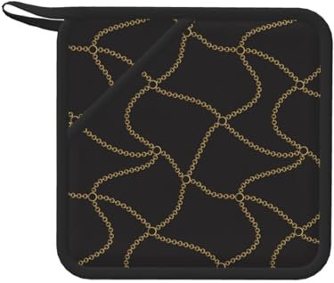 Catena di catene dorate nere, Presine, Presine da cucina in silicone anti-caldo, resistenti al calore