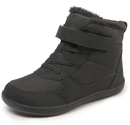 SECHRITE Chaussures pieds nus pour enfant Bottes d'hiver chaudes doublées pour garçons et filles Chaussures d'hiver imperméables antidérapantes Chaussures d'hiver pieds nus Chaussures d'automne