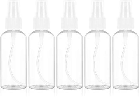 5 st. Liten Sprayflaska 50 ml med Dammskydd - Mini Plastdimma för Kroppsvård, Vätska och Kosmetika