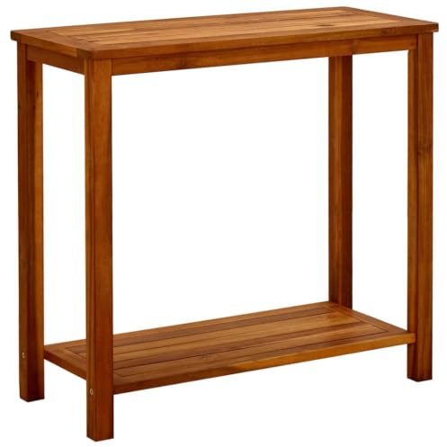 Myheimly Akazienholz Massiv Garten Konsolentisch Konsole Beistelltisch Sideboard Gartentisch Holztisch Terrassentisch Balkontisch 80 x 35 x 75 cm