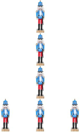 PRETYZOOM 6 Piezas Cascanueces marioneta Ornamento muñecas de Galletas de Nuez Adornos recolector decoración Escritorio navidas Adorno de Escritorio de Navidad de Nuez Madera Blue