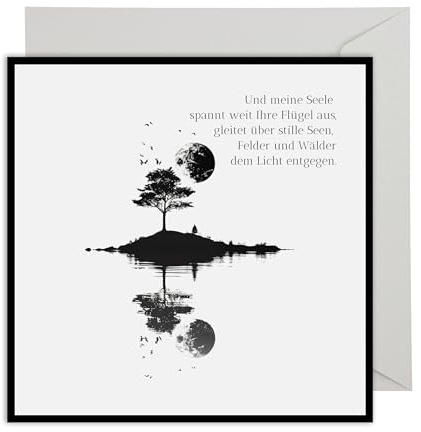 WBdesignz XXL stilvolle Trauerkarte mit Umschlag - Kondolenzkarte Beileidskarte Gedenkkarte - Beileid & Mitgefühl - zur Trauerfeier Beerdigung Anteilnahme (XXL 21 x 21 cm)