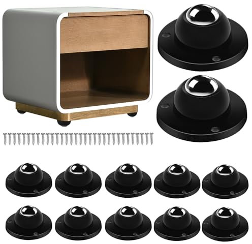12 Pcs Adhesive Universal Wheels 360 Degree Swivel Mini Casters with Steel Ball for Furniture and Appliances - Heavy Duty Stick on Design for Easy Installation and Quiet Movement