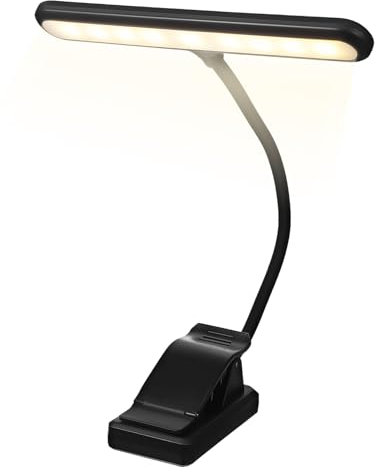 BESPORTBLE Wiederaufladbare Notenpultleuchte Zum Anklemmen Led Buchlampe Mit Lithium Ionen Akku Augenschonende Klavierleuchte Mit Leistungsanzeige Kompakt Und Tragbar Für Schreibtisch Und Notenständer