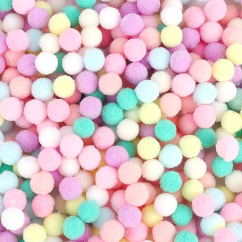Pompons zum Basteln, 2000 Stück 10mm Bunt Mini Pompons, Mini Pom Poms für Handwerk Herstellung, Pompons Bälle für Ostern, Weihnachten, Kinder, Bunte Pompons für Lustige DIY Kreative Handwerk