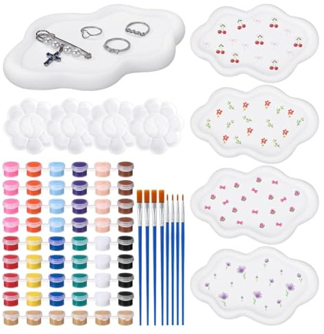 Koolenry Jewelry Tray Ceramic Painting Ready to Paint Your Own Ceramic Ring Dish Holder Paintable Tray Crafts for Adults