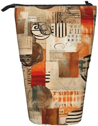 Vintage Newspaper Standing Pencil Case Retro Magazine Pen Pouch Holder Telescopic Pencil Bag Pop Up Cosmetics Bag Stationery Organizer for School Office Travel