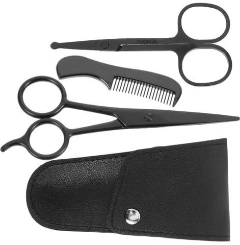 Ipetboom Bartschere Edelstahl Mit Kamm Und Aufbewahrungstasche Rostfrei Langlebig Präzise Schnittwerkzeuge Für Männer Bart Schnurrbartpflege Geeignet Für Barbershop Zuhause Und Reise