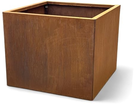 Czaja Cortenstahl Pflanzkübel 60x60x50 cm Fiorella - ohne Bodenplatte - Made in Germany - Rost Deko Blumenkübel quadratisch – wetterfest & langlebig – Garten Terrasse Balkon – Edelrost Pflanzgefäß