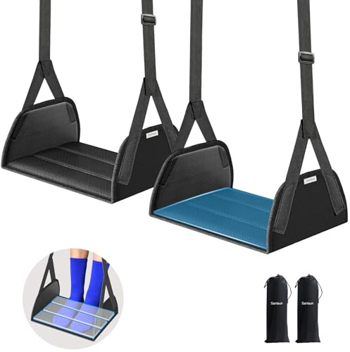 SARISUN Lot de 2 Repose-Pieds pour Avion – Hamac Repose-Pieds Anti-Affaissement avec Support Rigide, Sangle Réglable, Repose-Pieds Portable pour Voyage et Bureau, avec Sac de Transport