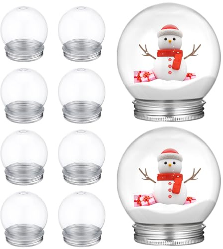 GANAZONO 10 Stück DIY Transparente Plastik-schneekugeln mit Schraubverschluss Stabile Leere Wasser-Kugeln zum Basteln und Befüllen von Süßigkeiten Dekoration und Schmuckdisplay