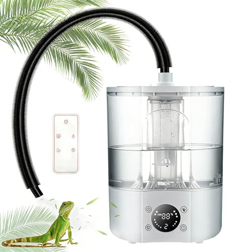 Luftfuktare för reptiler, 4 L stor luftfuktare för terrarium med fjärrkontroll och 2 m slang, ultratyst diffusor för amfibier, reptiler och vattenväxter