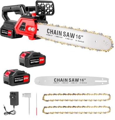 Bellanny 16inch Chainsaw Cordless, 21V 21000RPM Brushless Cordless Chainsaw with 4000mAh Battery, Automatic Lubrication System, Handheld Chain Saw for Tree Trimming Wood Cutting