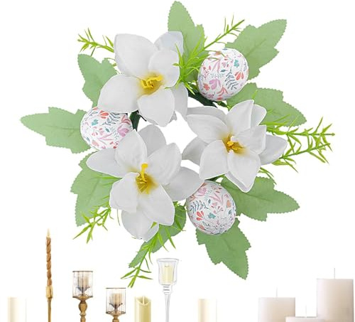 Genérico Ringkransar för påskljus, ringar för påskljus | ringar för jul äggformade konstgjorda blommor kransar för | vårkrans, krans