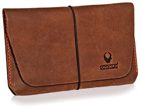 DONBOLSO Reisepasshülle Miami Leder - 16,2 x 10 cm Reiseorganizer Etui Reisepass Mappe - Vintage Reisepassetui Passport Hülle Herren Organizer Damen - Braun-Rot