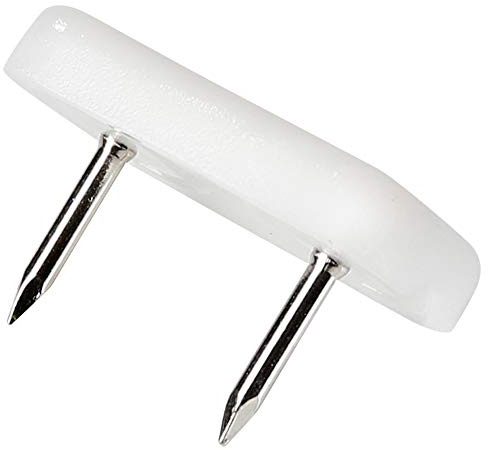 Adsamm® / 100 x Kunststoffgleiter mit 2-Nägel/Weiß / 18x30 mm/rechteckig/Möbelgleiter mit Nagel/Möbel- und Bodengleiter