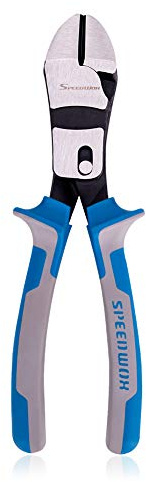 SPEEDWOX Diagonal Cutting Pliers 8 Inch Heavy Duty Reduce Effort by 60% Compound Action Wire Cutters Side Cutting Fine Plier High Leverage Angled Head Precision Professional Tool Chrome Nickel Steel