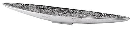 MichaelNoll Dekoteller Schale Servierplatte Schiffchen Aluminium Silber Luxus - Moderne Dekoschale länglich aus Metall - Tischdeko - Dekoration für Wohnzimmer, Esszimmer oder Küche - XXL 80 cm