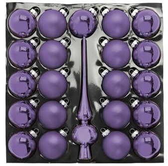 HEITMANN Deco - Juego de 21 Bolas de Cristal y Punta para árbol de Navidad, Color Lila