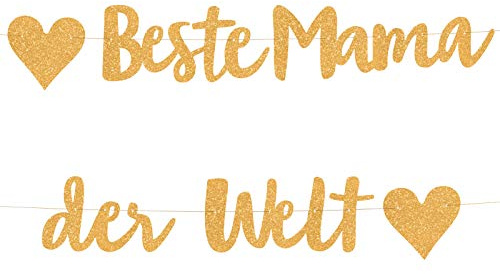 BESTE MAMA Girlande goldene Party für alle Mütter Mamas Muttis und Moms Feier Gratulation Jubiläum